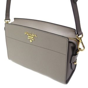 Prada Greige Leather Argilla Saffiano Calf Soft